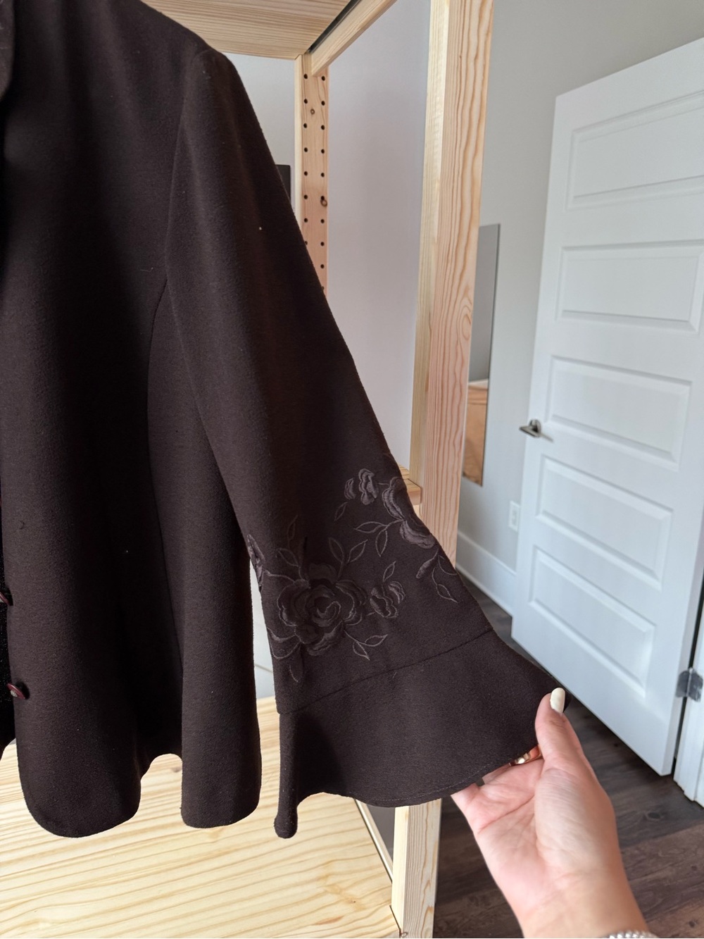 Danny & Nicole Dark Brown Embroidered Blazer Jacket - Picture 2 of 2
